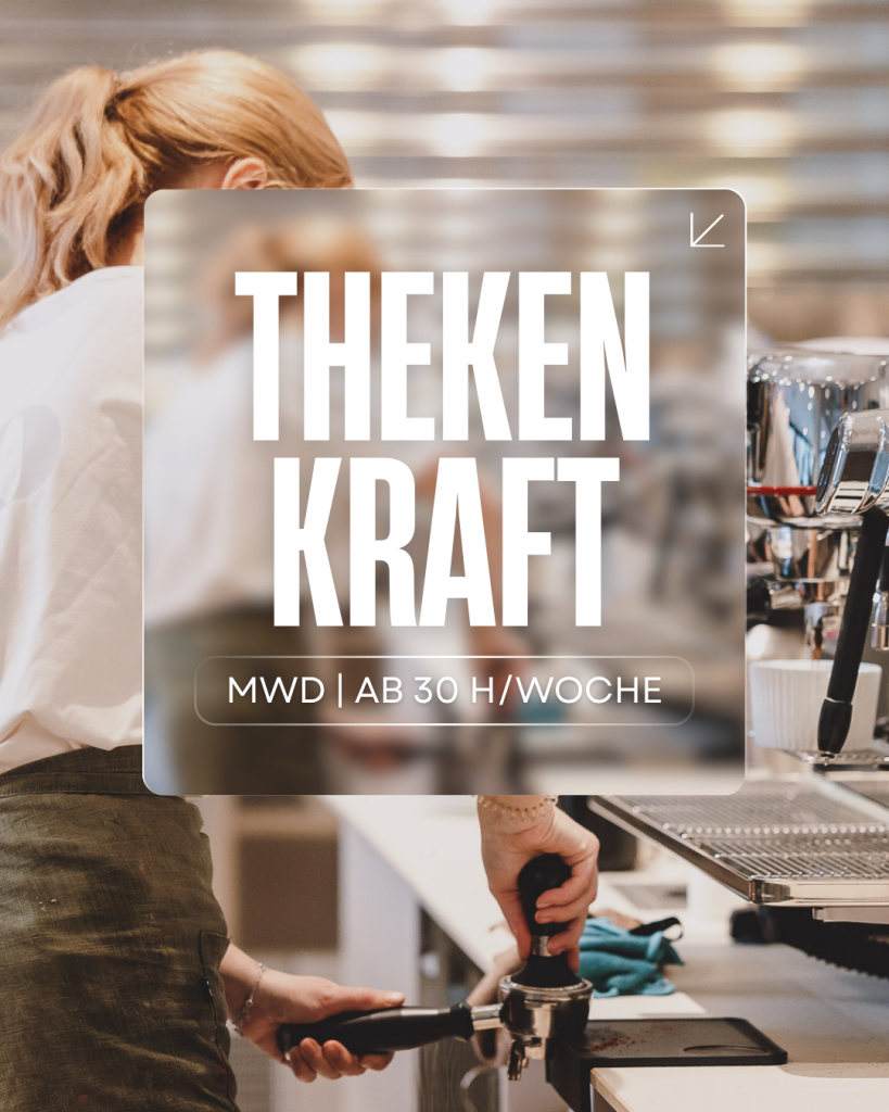 Stellenanzeige mit Person bei der Kaffeezubereitung