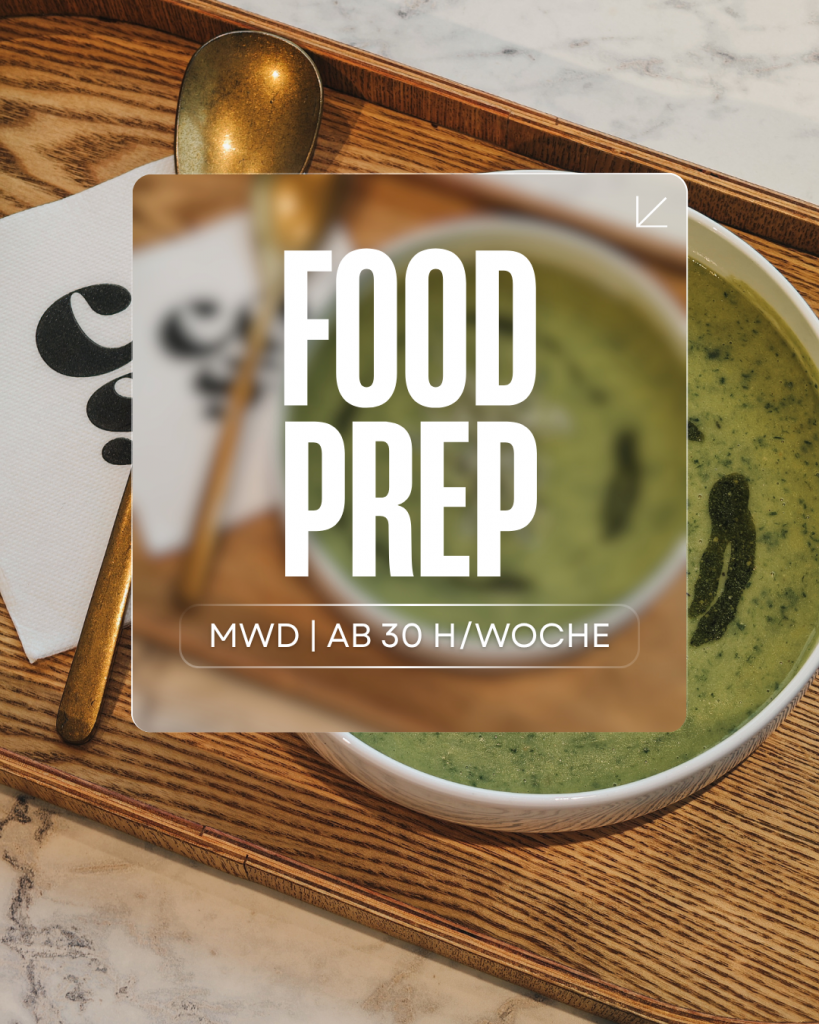 Sujet mit grüber Suppe + Info Stellenanzeige